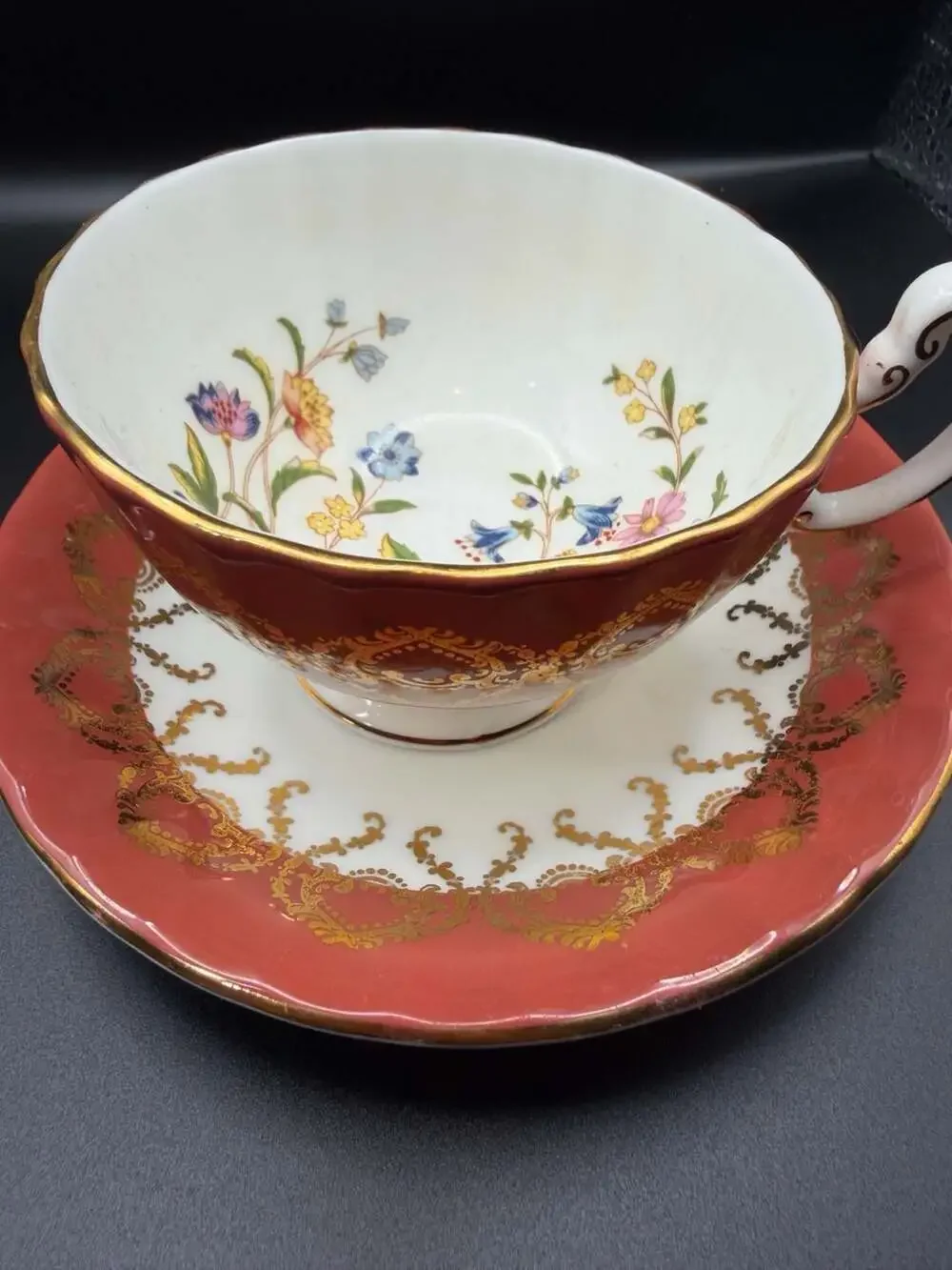 Aynsley Cottage Garden Fine English Bone China Teacup and Saucer